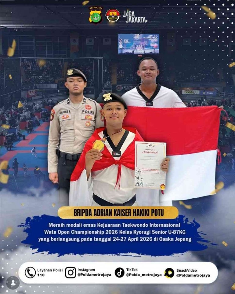 Luar Biasa Bripda Adrian Kaiser : Dari Tugas Bhayangkara Menuju Podium Emas Taekwondo di Osaka